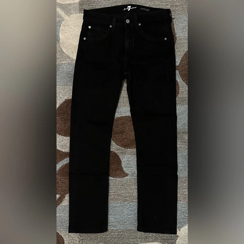 7 for All Mankind Paxtyn Skinny Jeans in True Black Wash
